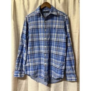 Men's Ralph Lauren Shirt Small Blue White Plaid Long Sleeve Button Down Classic